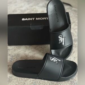 Saint Morta Icarus Slides Black/White — Men’s Size 11 — NWT